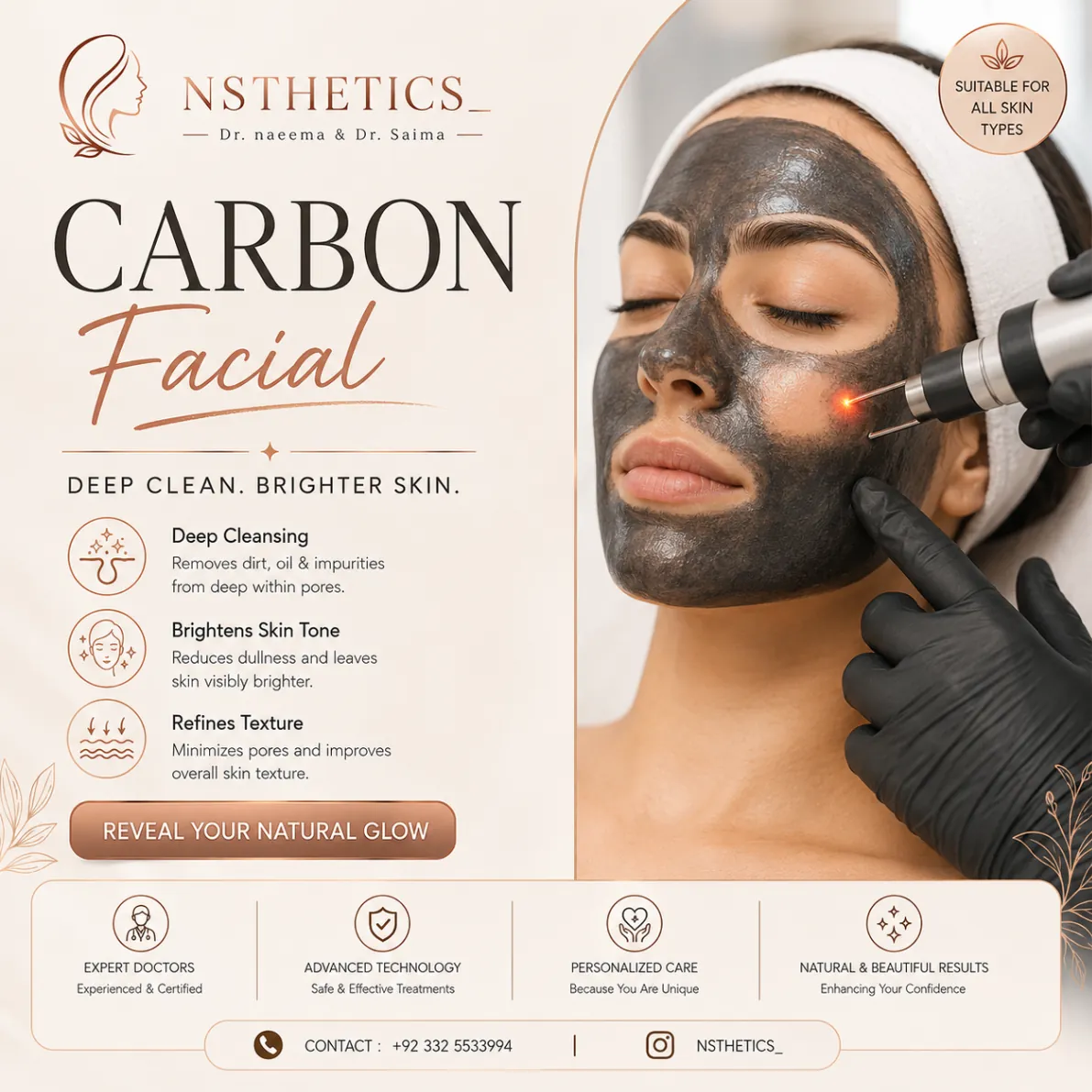 Carbon Facial treatment at Nsthetics aesthetic clinic Lahore