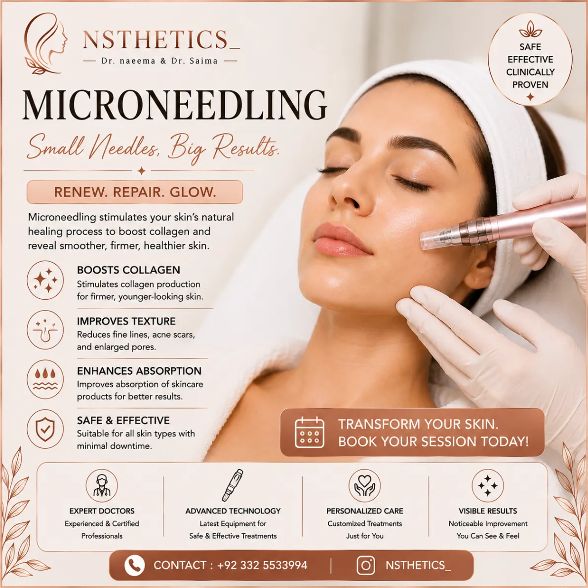 Microneedling treatment at Nsthetics aesthetic clinic Lahore